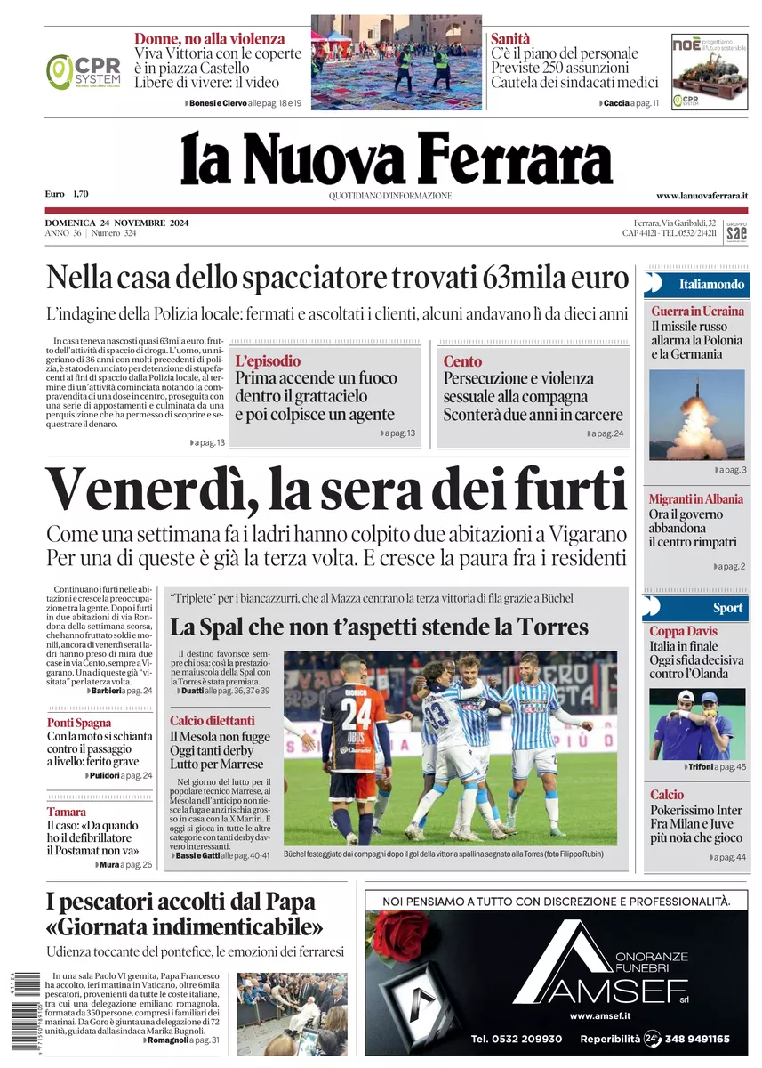 Prima-pagina-nuova ferrara-oggi-edizione-del-2024-11-24